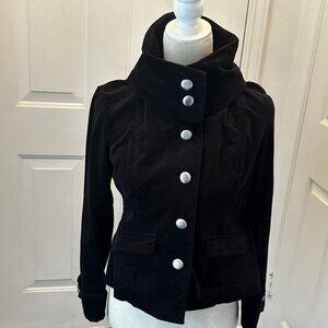 Michael Kors Women’s Military Style Black Velvet Waist Jacket w/ Pockets Size PM